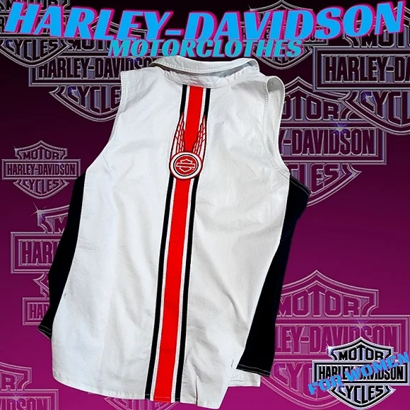 New Harley-Davidson S/L Woven Zip Up Vertical Stripe Vest | Women's 3W (Plus 3X) - Picture 6 of 16